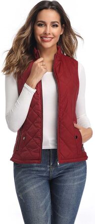 Жіноча жилетка LONGKING легка з коміром, без рукавів, червона. Ідеальна для активного відпочинку та повсякденного носіння.