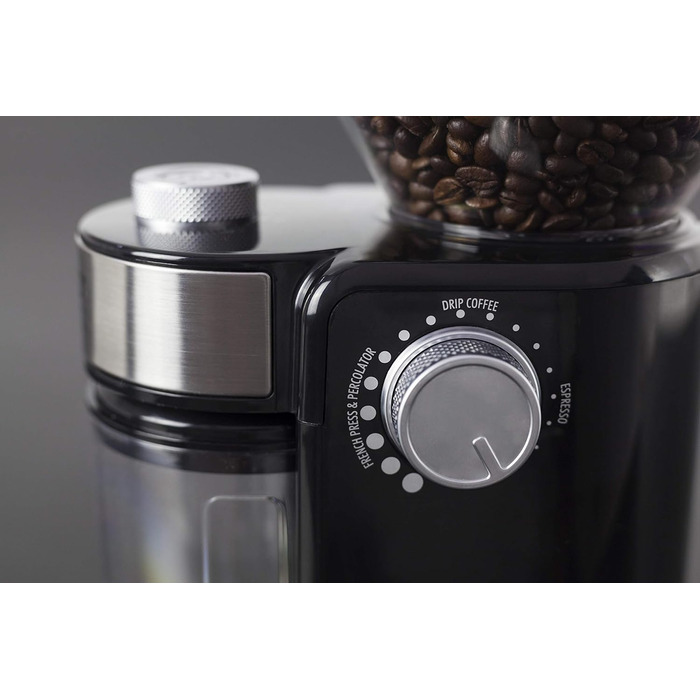 Електрична кавомолка CASO Barista Crema, переможець тесту, дисковий млин, регулювання помелу від дрібного до грубого, 150 Вт, стильний дизайн