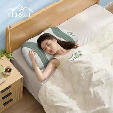 Ортопедична подушка для шиї з Memory Foam – Ергономічна подушка для сну на боці, спині та животі. Подушка для підтримки шийного відділу хребта, проти болю в шиї. Oeko-Tex, знімний чохол.