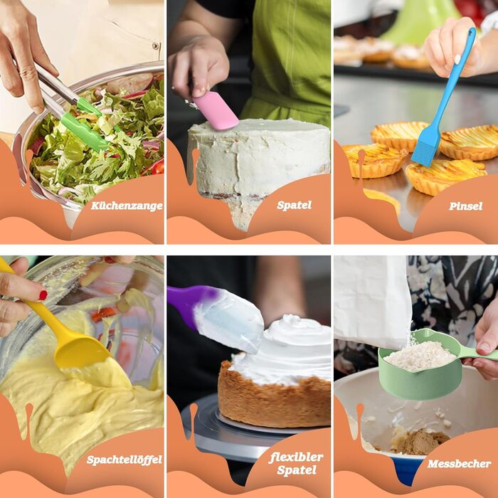 Mixing Bowl Set of 6, Stainless Steel Bowls Salad Bowls with Airtight Lid & Silicone Bottom, 3 Grater Attachments, 6.6 L/3.8 L/2.4 L/1.9 L/1.4 L/0.6 L - Colorful
