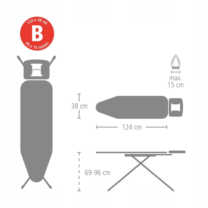Прасувальна дошка Brabantia стандартна, 124 см x 38 см