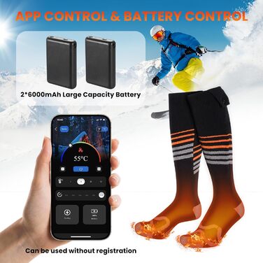 Електричні гріючі шкарпетки LAMA 6000mAh, унісекс, для зимових видів спорту та відпочинку на природі