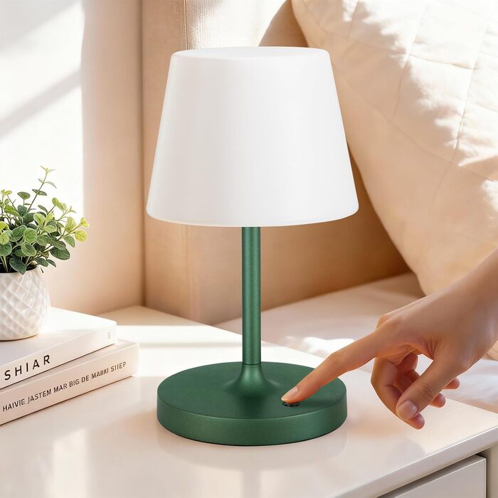 LED Настільна лампа бездротова акумуляторна з регульованою яскравістю та пам'яттю, сенсорна нічна лампа для спальні, кафе, вулиці (Зелена)