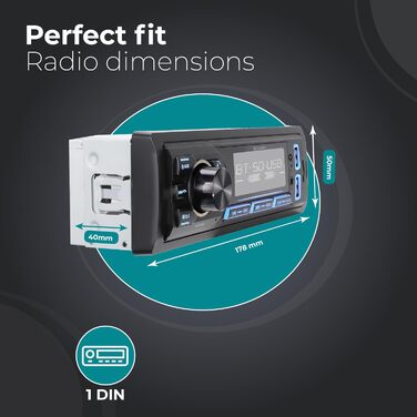 Автомагнітола Caliber 1DIN Bluetooth, DAB+/FM, 4x55Вт, USB/Micro SD, зарядка 2.1A, AUX, гучний зв'язок, RCA вихід, DAB+ антена, підтримка MP3/WMA/APE/FLAC/AAC