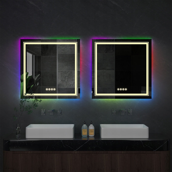 LED-дзеркало у ванну кімнату з RGB-підсвіткою, 80x80 см