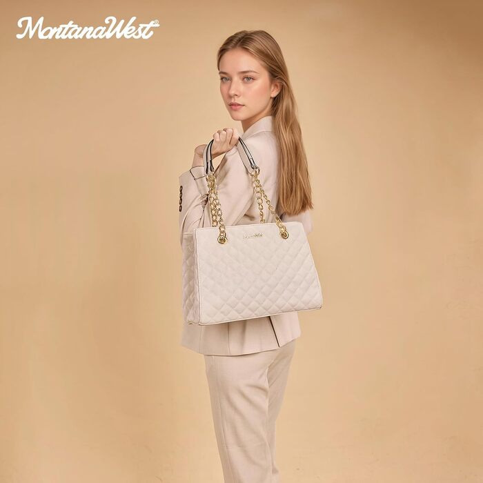 Сумка жіноча Montana West середнього розміру на ланцюжку, бежева - Hobo сумка-тоут (040beige)