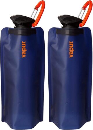Eclipse Plastic Collapsible/Rollable Water Bottle, Reusable (1 Liter, 33 Ounces - 2 pack, Night Blue)