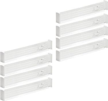 mDesign Adjustable Drawer Organizer – Practical drawer organizer for cabinets and dressers – Flexible plastic drawer divider – 8-piece set – grey and black (White)