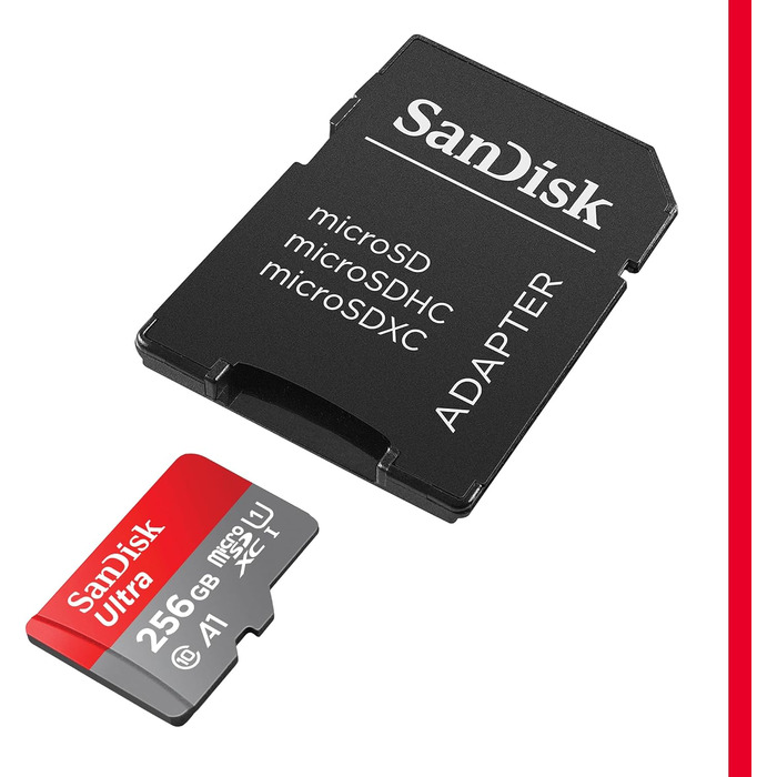 Карта пам'яті SanDisk Ultra microSDXC 256GB UHS-I Class 10 U1 A1 для Android смартфонів та планшетів з адаптером, швидкість читання до 150 МБ/с, Full HD