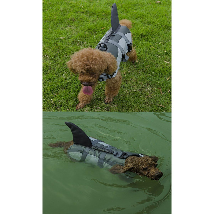 Aokay Pet Dog Swimming Vest Life Jacket Bathing Suit (M, Grey)