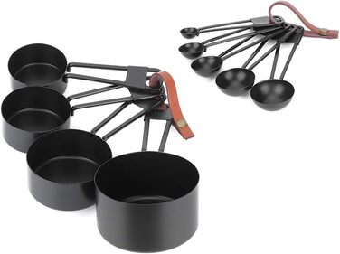 9-Piece Black Measuring Cup Set, Coffee Spoon with Scale for Kitchen and Cooking Utensils, Measuring Cups, Measuring Spoons, and Measuring Cups. Measuring Cups, Measuring Cups (black)