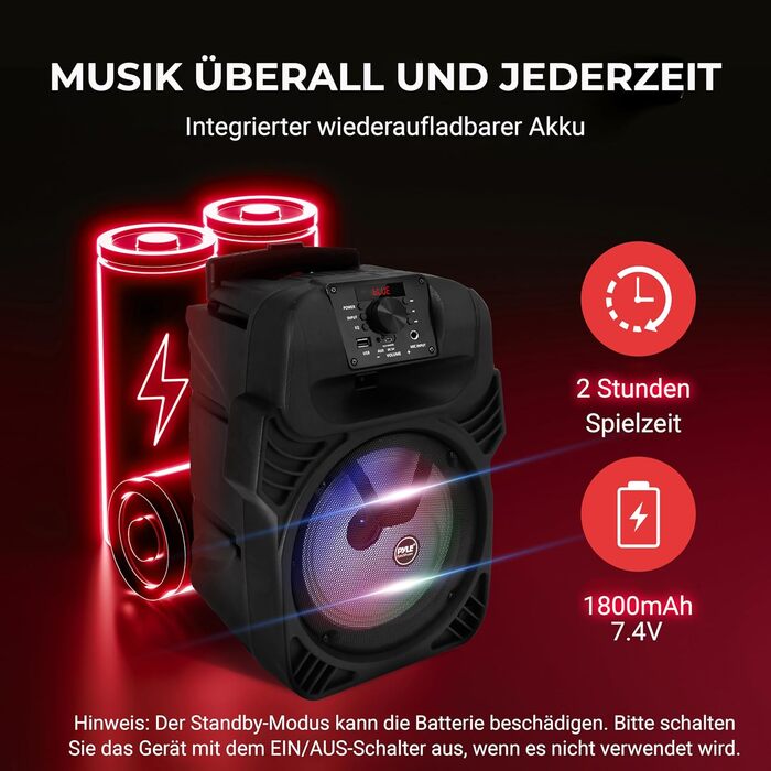 Pyle Partybox 600W Bluetooth Колонка Портативна з LED, USB/SD/MP3, для Караоке, Вечірок, Подій та DJ