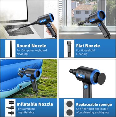 Електричний пилосос для пилу ATENGEUS 500W з регулюванням швидкості для ноутбука, ПК, офісної техніки та диванів