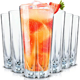 Cocktail Glasses Set of 6, 330ml, Dishwasher-Safe Drinking Glasses, Ribbed Glasses for Cocktails, Water, Juice, Mojito, Long Drinks