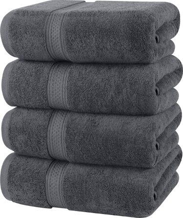 Набір банних рушників Utopia Towels, 100% бавовна, 69 x 137 см, сірі, 4 шт. — м'які та гігроскопічні рушники для душу з петлею для підвішування
