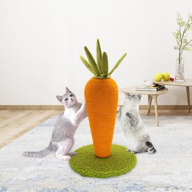 AUSCAT Scratching Post Carrot, 42cm Cute Carrot Scratching Post for Cats, Natural Sisal Scratching Tree Indoor for Kittens