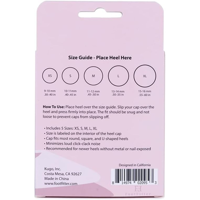 Heel Lovers 5 Pair Heel Cups Heel Protectors by FootFitter High Heel Tip Covers Noise-Reducing Slip-On Caps, Black, 5 Pair (Pack of 1)