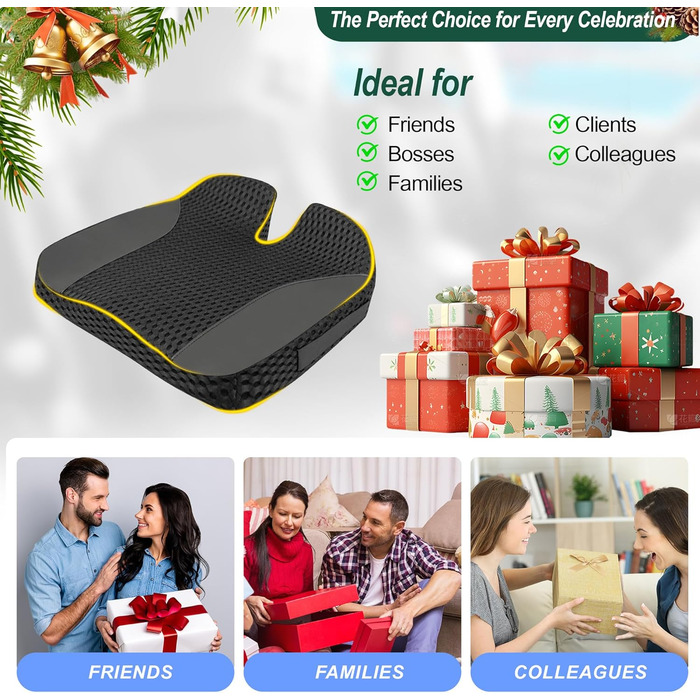 Автомобільна подушка для сидіння Lofty Aim з Memory Foam: підтримка спини, зняття болю при ішіасі, для авто, вантажівки, офісу, інвалідного візка - велика, чорна