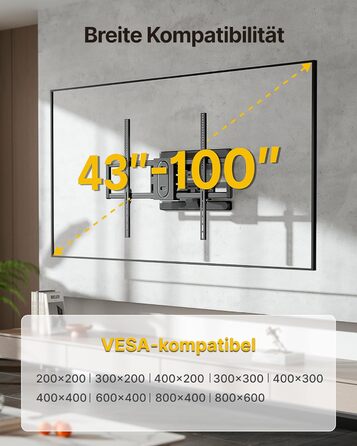 Кріплення для телевізора monTEK поворотне, 43-100 дюймів, до 60 кг, VESA 800x600