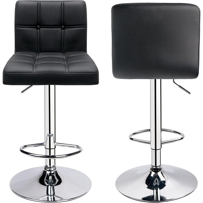 Барний стілець Leader Accessories (2 шт) - регульована висота 62-83 см, обтягнутий штучною шкірою, поворотний на 360°