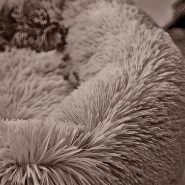 М'яке ліжко для собак та котів великих порід - кругле пухнасте ліжко з високими бортиками - антиковзаюче дно - силіконова наповнювач - комфортне місце для сну - 90 см - зручне та довговічне - бежеве