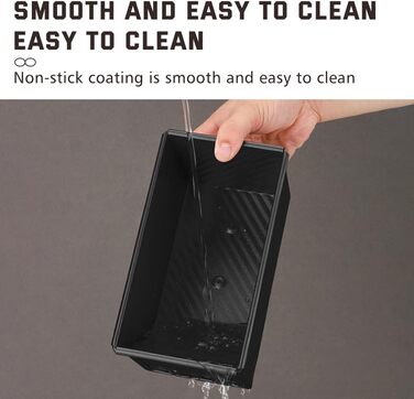 Loaf Pan with Lid, 21 x 12 x 11 cm Rectangular Pullman Bread Toast Mold 450g Dough Bread Baking Pan, Black Carbon Steel Non-Stick Toast Bread Pan Baking Pans for Loaf Pastries