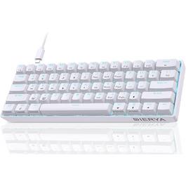 Dierya DK61se - Механічна ігрова клавіатура 60%, Blue Switch, компактний дизайн, USB-C, US Layout, білий колір
