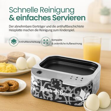 Електричний яйцеварка Roberto Geissini з голосом Carmen Geiss | Limited Edition від EMERIO | 3 ступені нагріву (м'який, середній, твердий)