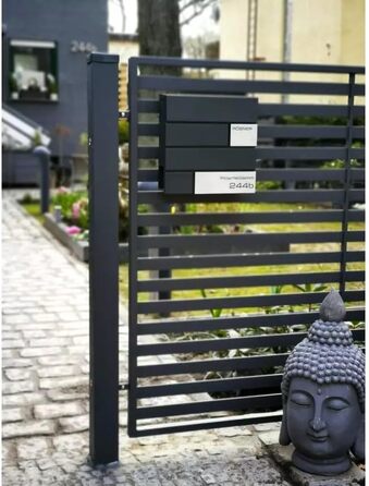 Поштова скринька Metzler Modell G антрацит, порошкове покриття RAL 7016, з гравіюванням та табличкою з нержавіючої сталі, настінний монтаж, 37x37x10.5 см