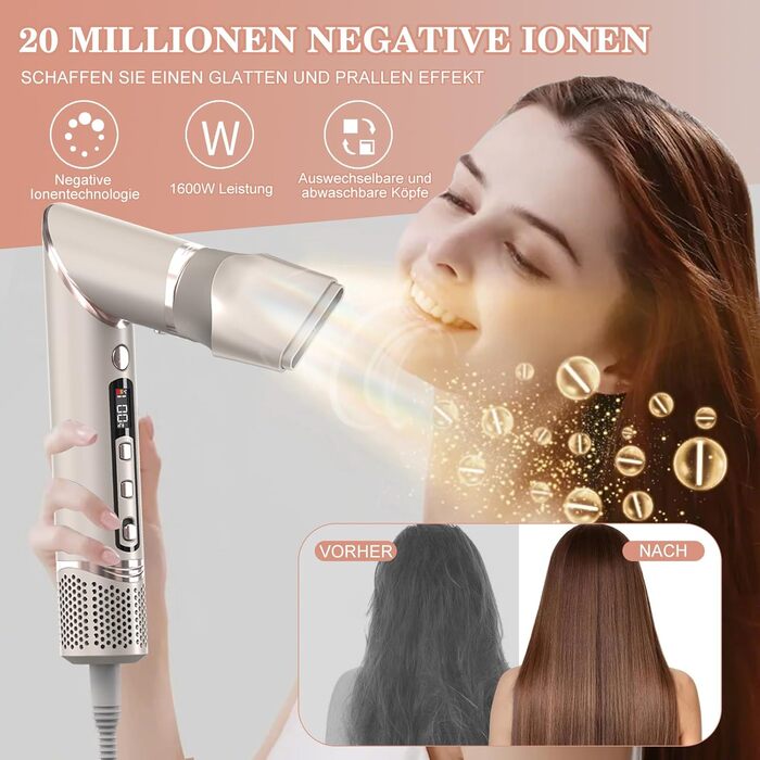 Мультистайлер для волосся AirStyler 1600W з 110000 RPM мотором: фен, плойка, насадки для укладки, дифузор, щітка