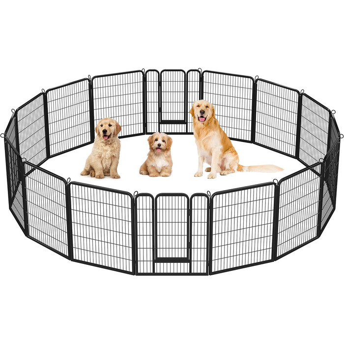 Забіг для цуценят Yaheetech 16-панельний, 60 см заввишки, для собак, кроликів, щурів, з 2 дверцятами, для дому та вулиці