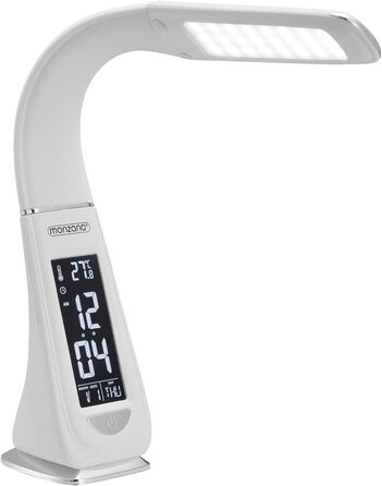 Лампа настільна LED Monzana з годинником, будильником, термометром, календарем, регулюванням яскравості. Біла