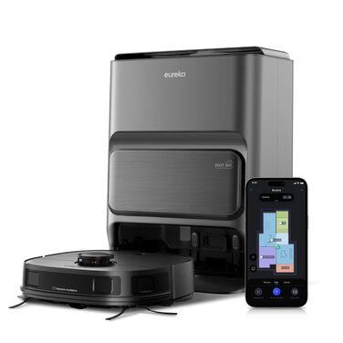 Робот-пилосос Eureka J12 Ultra з функцією миття підлоги (автоматичне очищення, прання та сушка), потужність всмоктування 5000Pa, обертова функція миття, Dual-LiDAR навігація, 3D уникнення перешкод, чорний