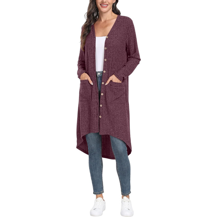 Кардиган жіночий GRECEREE з ґудзиками та V-подібним вирізом, літній (XXL, Рожевий)