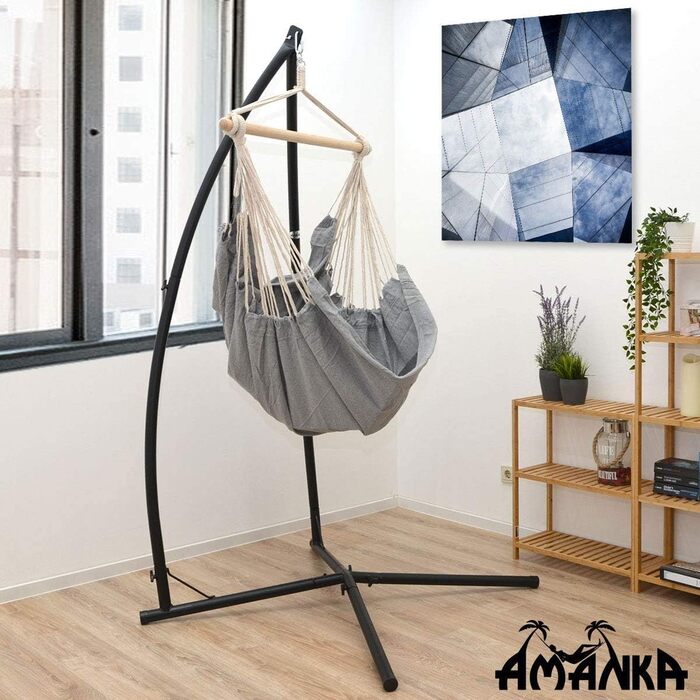 AMANKA Hanging Chair Frame Outdoor 120 kg - 215cm Steel Tube Stand for Hanging Seat Holder Swing Frame Metal for Hanging Hammock Chair Camping Accessory