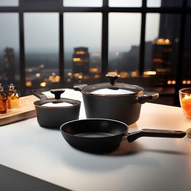 STONELINE 11-Piece Pan and Pot Set, Pot Set with Lids, Induction Cookware Pan, Suitable for All Cooktops, Cookware Set with Non-Stick Coating with Real Stone Particles, Color: Cream