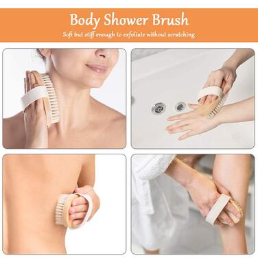 Масажна щітка для спини URAQT з натуральною щетиною, двостороння. Підходить для масажу, пілінгу, покращення кровообігу та боротьби з целюлітом. Без ручки.