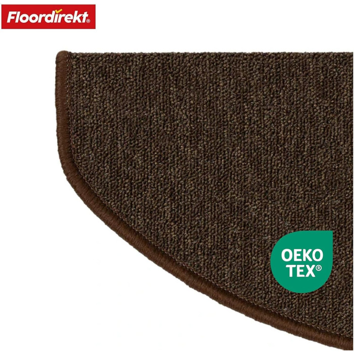 Килимок на сходинки Floordirekt 15 шт., 65x23 см, напівкруглий, темно-коричневий. Самоклеючий, для внутрішніх сходів. Захист сходів, стійкий килим.