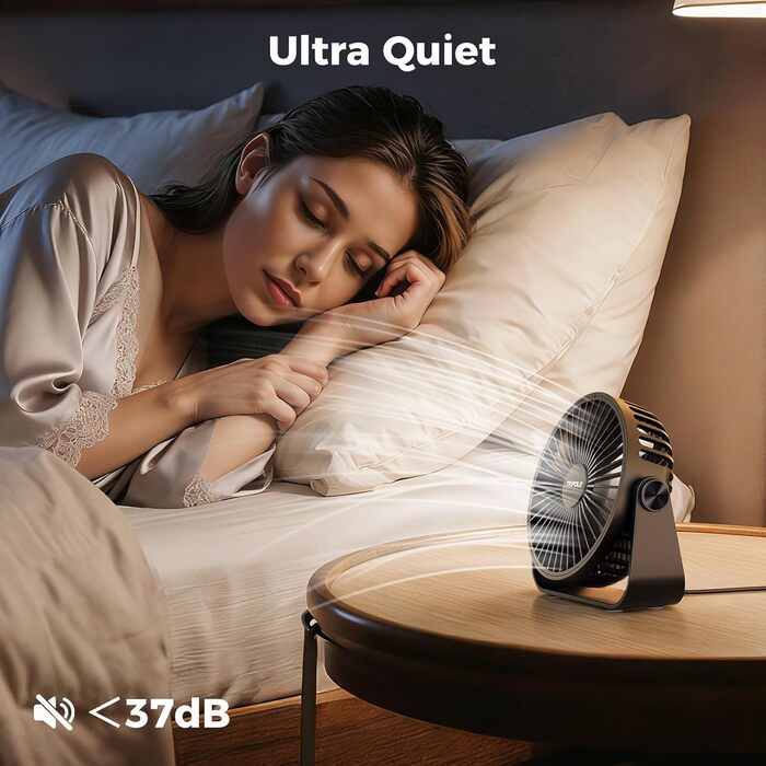 USB Настільний вентилятор TriPole: 3 швидкості, регульований, потужний, 360° обертання, кабель 1,5 м, чорний