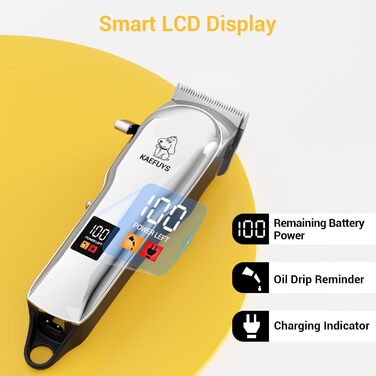 Машинка для стрижки собак - IPX7, водонепроникна, професійна для собак та котів з LCD-дисплеєм (сріга)