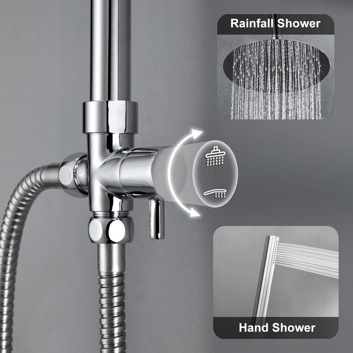 Gorch Rain Shower System with Shelf, Shower Set without Shower Faucet (20x20cm) (UYT-D20CP-Shelf, Chrome)