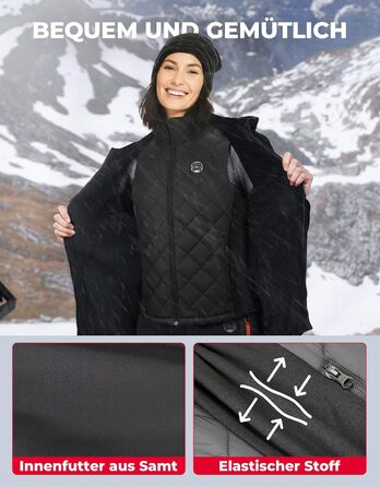 Кемімото - Тепла жилетка для жінок з підключенням через додаток, акумулятор 10000 мАг, 3 режими нагріву, 4 зони нагріву, для активного відпочинку, мотоциклів, походів, кемпінгу