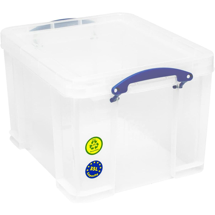 Really Useful 35C Plastic Storage Box - Lightweight, Robust, Stackable - 35 Liters - 480 x 390 x 310 mm - Transparent