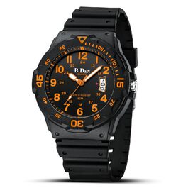 HANPOSH Чоловічий годинник: аналоговий кварцовий годинник для чоловіків з датою, водостійкий 50M, з силіконовим ремінцем, чорно-оранжевий, стильний дизайнерський годинник