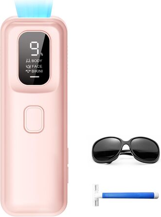 Пристрій для епіляції IPL Laser - Безболійна епіляція вдома: 9 рівнів, 999 900 імпульсів світла для тіла, обличчя та бікіні. Рожевий колір