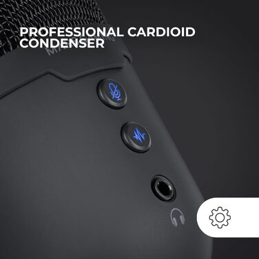 Мікрофон Mars Gaming MMIC-XT: Професійний студійний мікрофон з кульковим кріпленням, поп-фільтром та антишоком, 192Khz/24-bit, Чорний