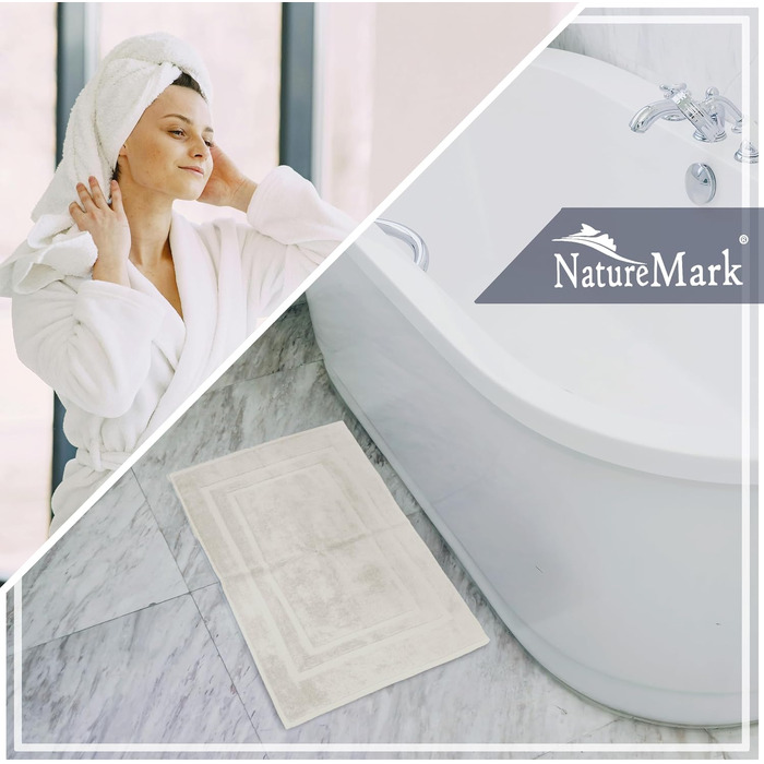 Набір килимків для ванної кімнати NatureMark, 100% бавовна, 50 x 80 см, преміум-якість, колір натуральний/кремовий (2 шт.)