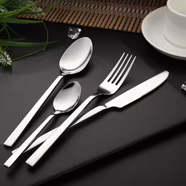 WUJO Cutlery Set, Stainless Steel Cutlery, 16-Piece Silver Cutlery Set including Knife, Fork, Spoon, Teaspoon - Silverware Set for 4 People, Mirror Polished, Dishwasher Safe