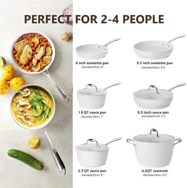 Набір посуду Cooksmart 10 предметів: каструлі, сковорідки з антипригарним покриттям, нержавіюча сталь, індукційний, для плити, посудомийна машина