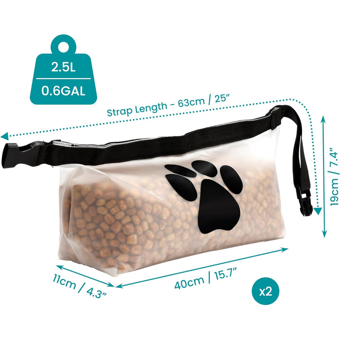 Набір мішечків для зберігання корму для собак BELLE VOUS (2 шт.) - сумка для корму, дорожній миска для собак, аксесуари для подорожей з собакою, складаний миска для корму та печива